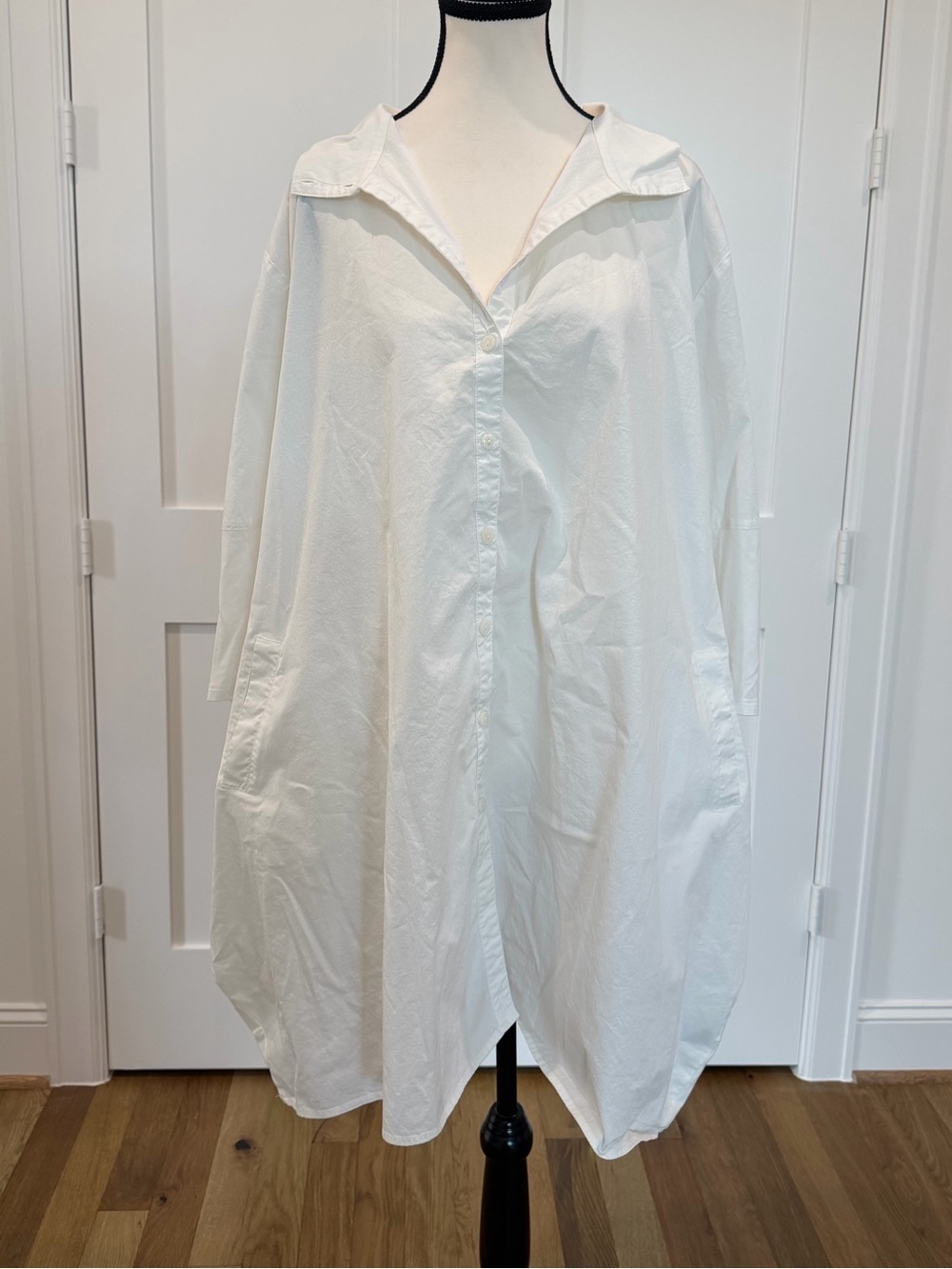 Stella Carakasi XXL White Oversized Button Down Tunic Shirt Organic Cotton